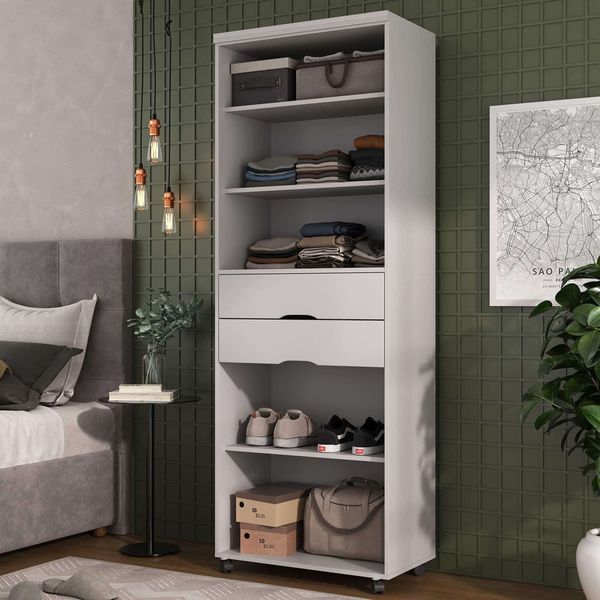 Estante Multiuso 2 Gavetas com Prateleiras 1340 Ilan Branco Estante Multiuso 2 Gavetas com Prateleiras 1340 Ilan Branco