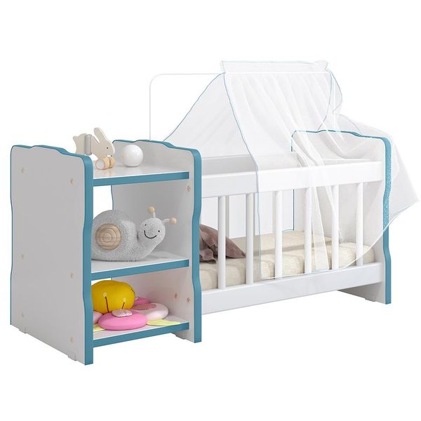 Berço Para Boneca Cristal Ursinho C02 Brinquedo Infantil Branco Azul - Lyam Decor Berço Para Boneca Cristal Ursinho C02 Brinquedo Infantil Branco Azul - Lyam Decor