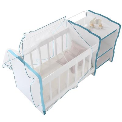 Berço Para Boneca Cristal Ursinho C02 Brinquedo Infantil Branco Azul - Lyam Decor