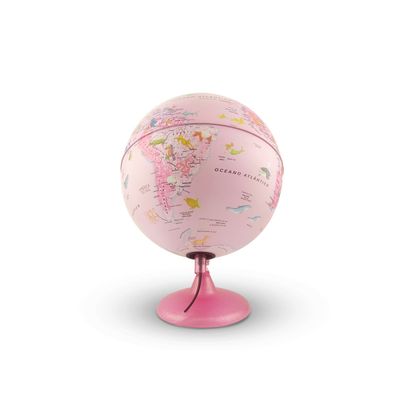 Globo Terrestre Pink Zoo 25CM Tecnodidattica Abajur Luminária LED Ilustrado Animais