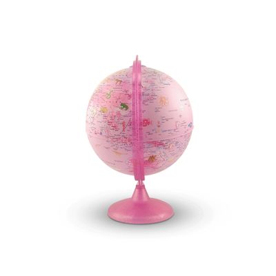 Globo Terrestre Pink Zoo 25CM Tecnodidattica Abajur Luminária LED Ilustrado Animais