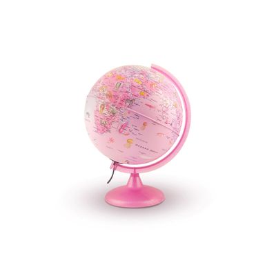Globo Terrestre Pink Zoo 25CM Tecnodidattica Abajur Luminária LED Ilustrado Animais