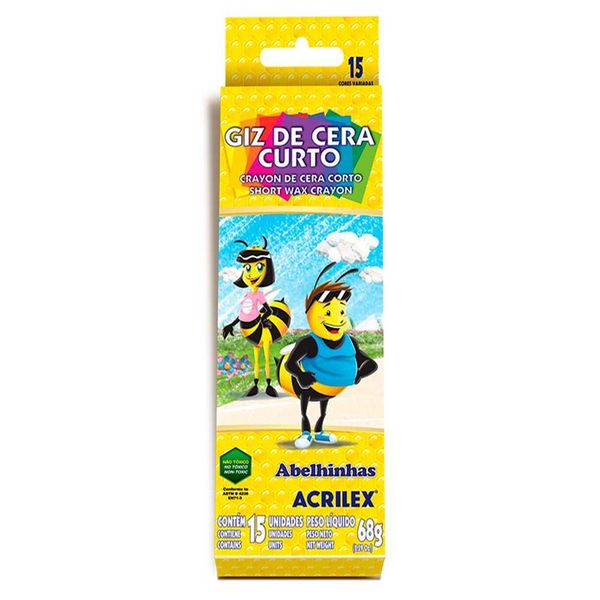 GIZ DE CERA CURTO 15 CORES 68G ACRILEX