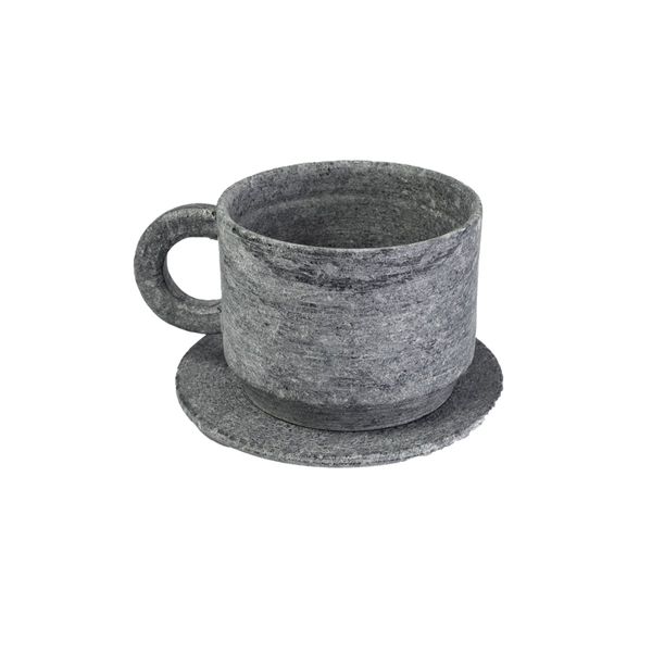 Xícara de Café com Pires em Pedra Sabão Servir Decorar 50ml Xícara de Café com Pires em Pedra Sabão Servir Decorar 50ml