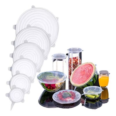WE DROP - Kit 6 Tampas Silicone Panela Pote Universal Flexível Lavável