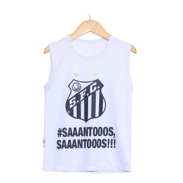 Camiseta Infantil Santos Regata Oficial Tam 4 / Branco