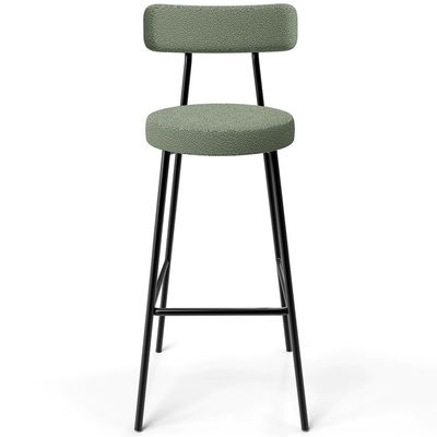 Banqueta Alta Bar Cozinha Sala De Jantar Estrutura Em Aço Milão L02 Bouclê Oliva - Lyam Decor