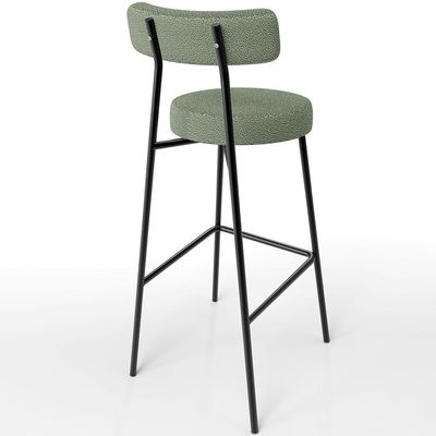 Banqueta Alta Bar Cozinha Sala De Jantar Estrutura Em Aço Milão L02 Bouclê Oliva - Lyam Decor