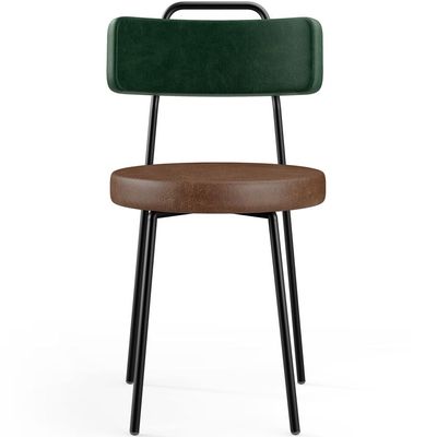 Kit 02 Cadeiras Estofada Para Sala Jantar Barcelona L02 Facto Verde Musgo Couríssimo Marrom - Lyam