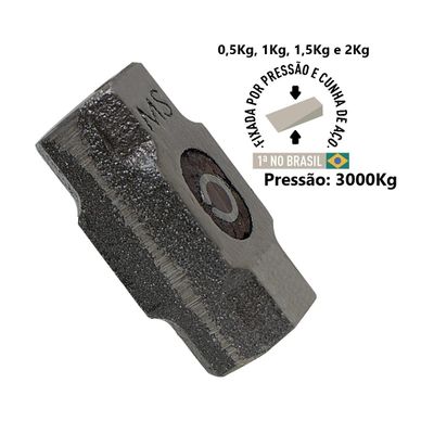 Marreta Premium Cabo de Madeira Envernizado Cunha Aço 1500g