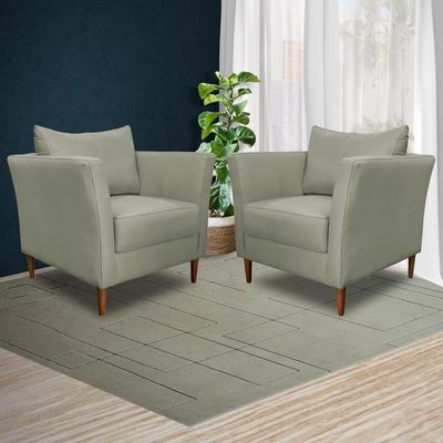 Kit 4 Poltronas Decorativa Sala de Estar Pés Palito Lubbock Couro Fendi - Gran Belo