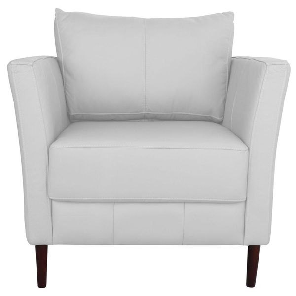 Poltrona Decorativa Sala de Estar Pés Palito Lubbock Couro Branco - Gran Belo