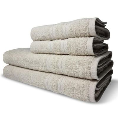 Jogo De Toalhas Itália Soft 4 Pçs - 2 Banho E 2 Rosto 430g/m² 100% Algodão - Bege
