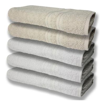 5 Toalhas Felpudas Grande E Grossa 80x150 Branco+bege
