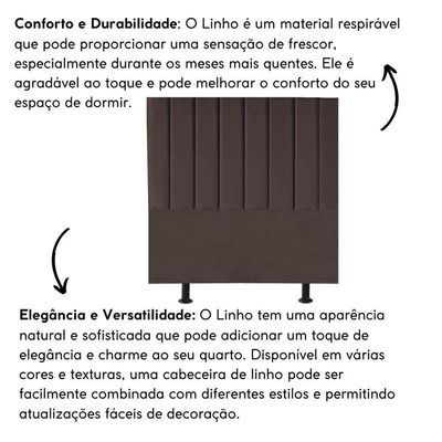 Cabeceira Estofada De Cama Casal Box 140 Cm Paolla Linho marrom