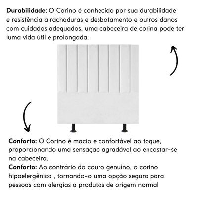 Cabeceira Estofada De Cama Casal King 195 Cm Paolla Corino branco