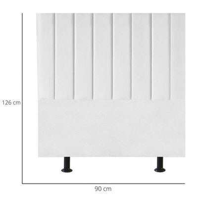 Cabeceira Estofada Cama Box Solteiro 90 Cm Taís Suede branco