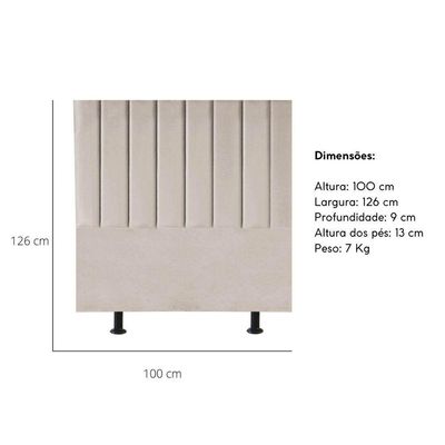 Cabeceira Estofada Cama Box Solteiro 100 Cm Maisa Veludo bege
