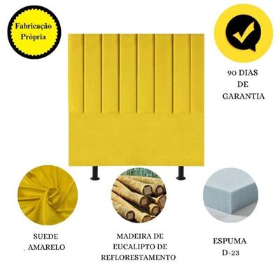 Cabeceira Estofada Cama Box Casal 140 Cm Taís Suede amarelo