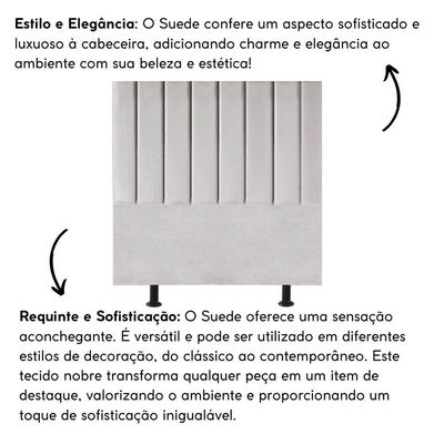 Cabeceira Estofada Cama Box Casal 140 Cm Paolla Suede cinza Claro