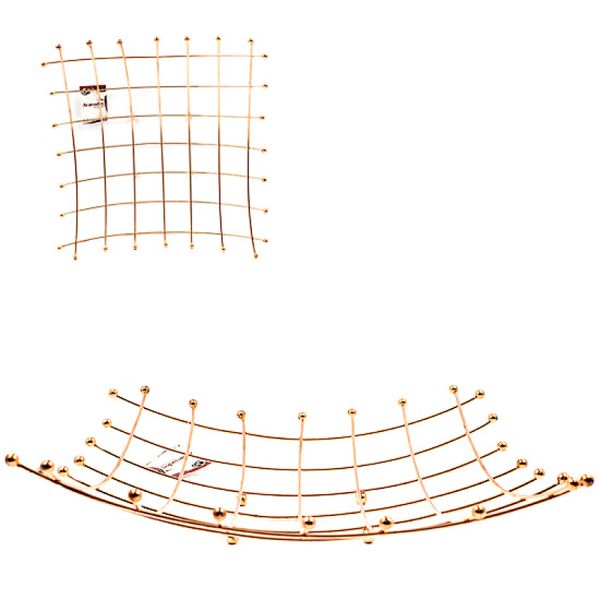 Fruteira de Metal Aramado Quadrada Rose Gold com Pontas