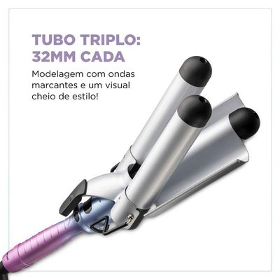 Modelador De Cachos Triondas By Juliette Mondial Azul/rosa MCT-JU-03 Bivolt