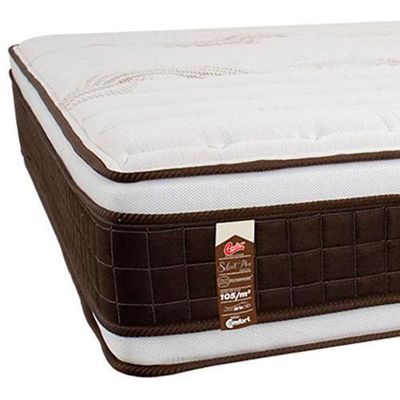 Colchão King Size Castor Sellect P Duplo com Molejo Tecnopedic, Almofada Euro e Revestimento em Malha 34x193x203cm Marrom com Bege