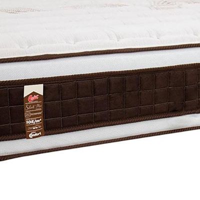 Colchão King Size Castor Sellect P Duplo com Molejo Tecnopedic, Almofada Euro e Revestimento em Malha 34x193x203cm Marrom com Bege