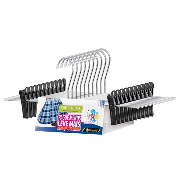 Cabide de Saia e Shorts Cromado Organização Roupa Armario - Kit com 20 unidades Cabide de Saia e Shorts Cromado Organização Roupa Armario - Kit com 20 unidades