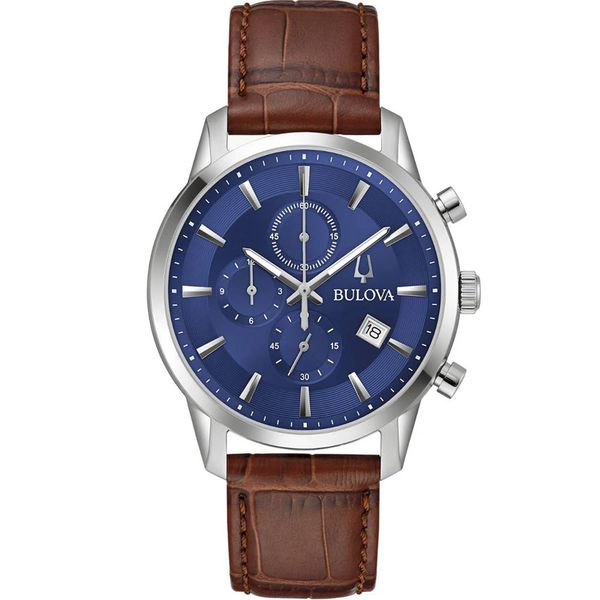 Relógio Bulova Masculino Ref:96b402 Cronógrafo Prateado Sutton