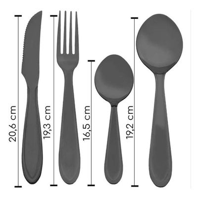 Faqueiro Jogo Talheres Black Aço Inox 24 Peças Sunshine