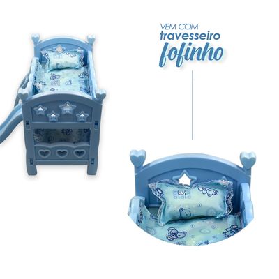 Berço de Brinquedo com Escorregador Azul