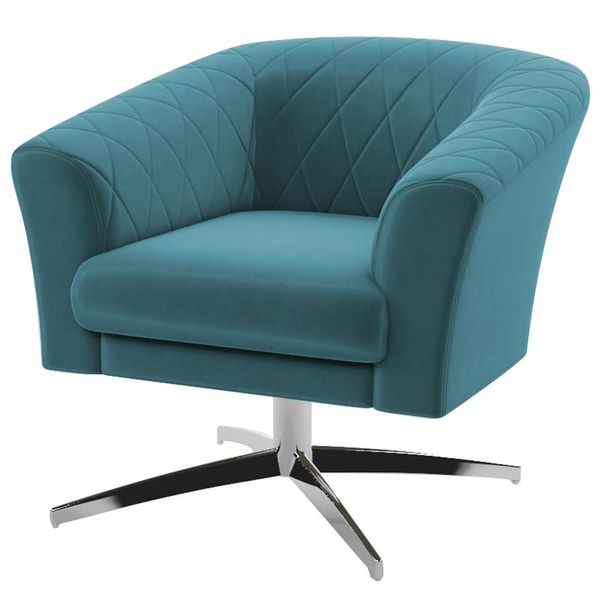 Poltrona Decorativa Sala de Estar Gizé Suede Turquesa - Gran Belo