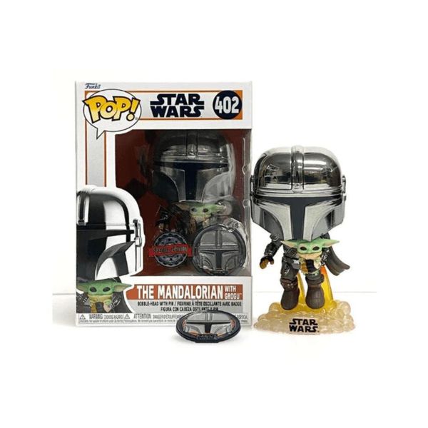 Funko Pop Star Wars 402 Mandalorian w/ Grogu com Pin