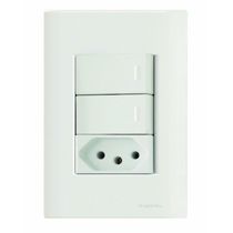 Conjunto 4x2 com 2 Interruptores Simples 10 A 250 V e 1 Tomada 2P+T 10 A 250 V Tramontina Giz Branco