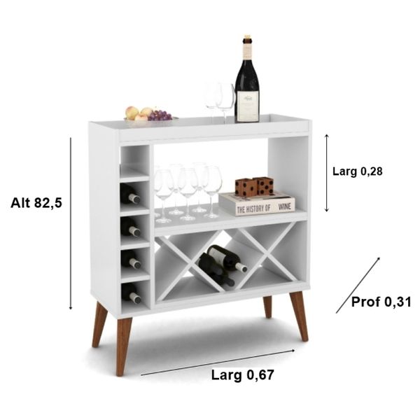 Aparador com Adega Estilo Retrô Chateau Cor Branco - Comprar Moveis em Casa