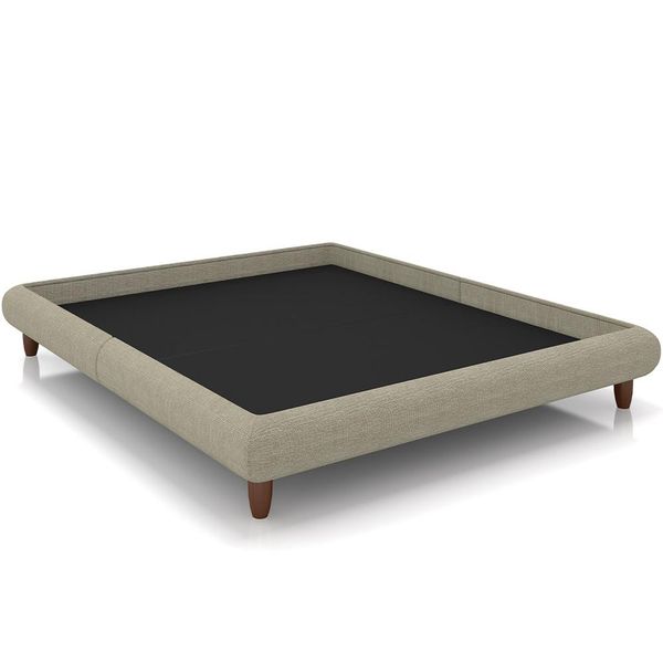 Cama Casal Pés de Madeira 156cm Otto P05 Linho Bege - Lyam Decor