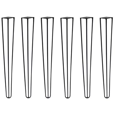Kit 6 Pés de Metal 60 CM Hairpin Legs Mesa de Canto Aparador Preto G41