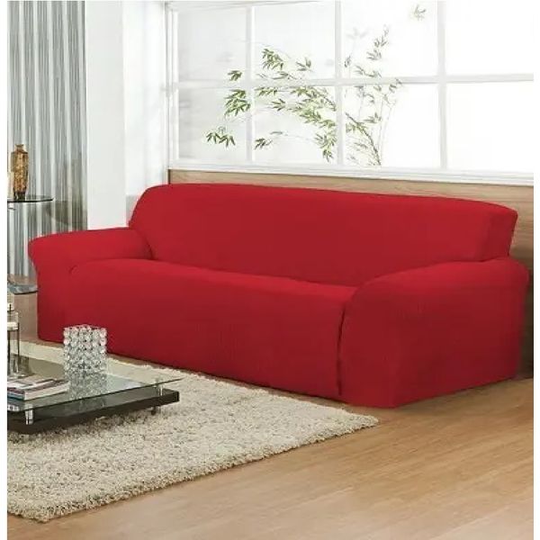 Capa Sofá Malha Gel 3 Lugares Vermelho Arte e Cazza