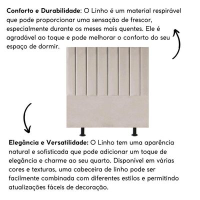Cabeceira Estofada Cama Box King 195 Cm Maisa Linho bege