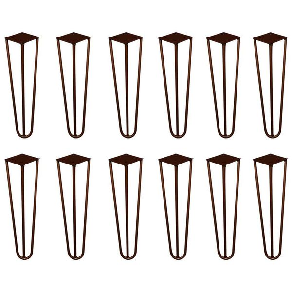 Kit 12 Pés de Metal 25 CM Hairpin Legs Rack e Puffs Bronze