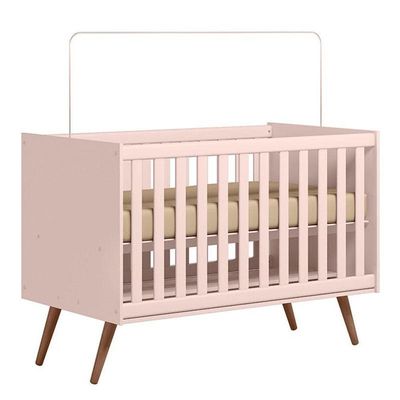 Berço Americano 3820 E Guarda Roupa Roupa 3830 Q Encanto Retrô Rosa Com Colchão Da Gazin - Qmovi