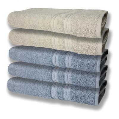 5 Toalhas Felpudas Grande E Grossa 80x150 Azul+bege