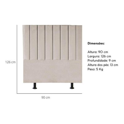 Cabeceira Estofada Cama Box Solteiro 90 Cm Taís Corino bege