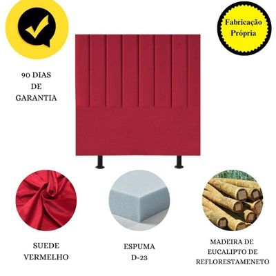 Cabeceira Estofada Cama Box Casal 140 Cm Taís Suede vermelho