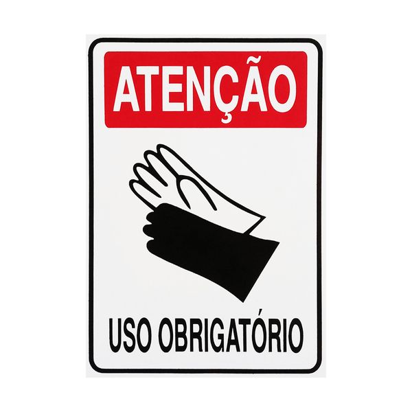 Placa De Sinalização Atenção Luva Uso Obrigatório 20x30 Acesso - S-206 F9e Placa De Sinalização Atenção Luva Uso Obrigatório 20x30 Acesso - S-206 F9e
