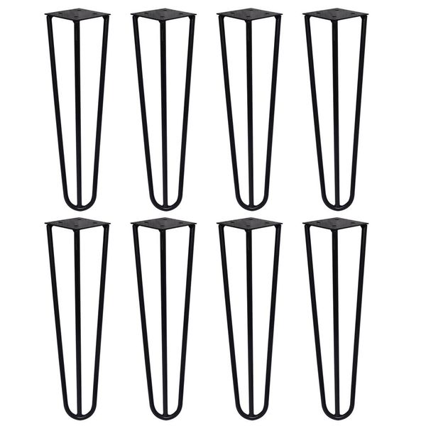 Kit 8 Pés de Metal 30 CM Hairpin Legs Mesa de Canto Rack e Puffs Preto G41