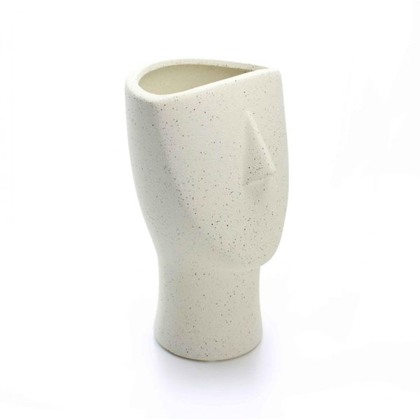 Vaso Decorativo Rosto Areia em Cerâmica 23x15 cm - D'Rossi