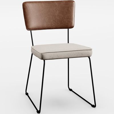 Mesa De Jantar Capri 160cm Off White E 6 Cadeira Allana B05 Couríssimo Marrom Linho Cru - Lyam Decor