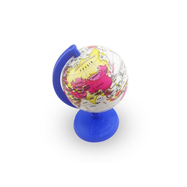 Globo Terrestre 16cm Cofrinho Baby Millenium Azul Royal Base e Haste em Poliestireno Desmontável